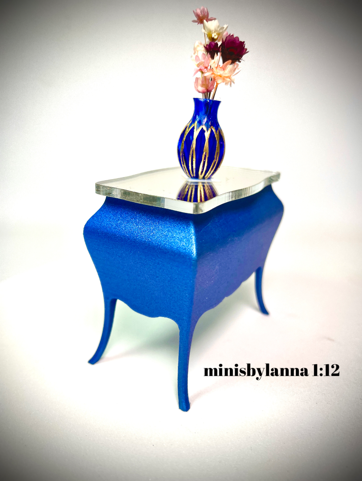 1:12 Dollhouse miniature Art Deco blue chest of drawers