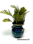 1:12 Dollhouse miniature handmade green pot with banana leaves