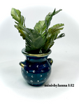 1:12 Dollhouse miniature handmade green pot with banana leaves