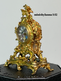 1:12 Dollhouse miniature French ormolu mantel working clock