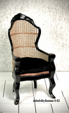 1:12 Dollhouse miniature Victorian rattan Black chair various color cushion