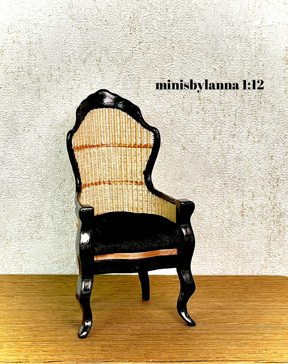 1:12 Dollhouse miniature Victorian rattan Black chair various color cushion