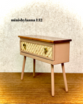 1:12 Dollhouse miniature raffia wooden chest of drawers 1 beige