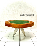 1:12 Dollhouse miniature card game table hard wood and green felt