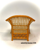 1:16 Dollhouse cane rattan armchair pink roses - Lundby scale
