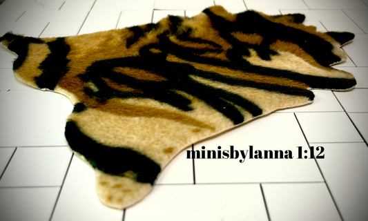 1:12 Dollhouse miniature tiger faux leather shape floor rug
