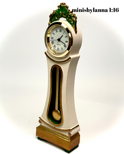 1:16 Dollhouse Swedish Mora longcase working clock various colors - Lundby scale