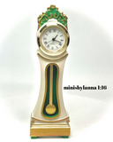 1:16 Dollhouse Swedish Mora longcase working clock cream green - Lundby scale