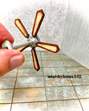 1:12 Dollhouse miniature ceiling working fan with wooden and raffia blades and light