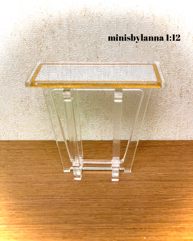 1:12 Dollhouse miniature Art Deco console table engraved top mirror