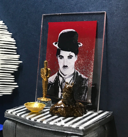 1:12 Dollhouse miniature Chaplin mirrored picture