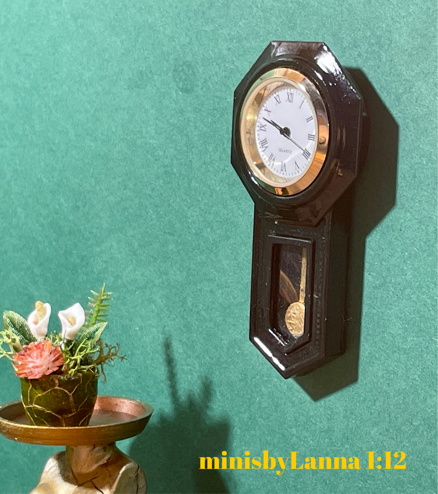 1:12 Dollhouse miniature wooden American regulator wall working clock - various colors