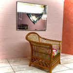 1:6 Dollhouse miniature cane rattan armchair Pink Paradise