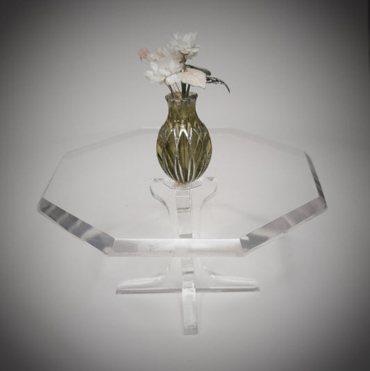 1:12 Dollhouse miniature modern coffee table with octagonal beveled glass effect top