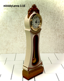 1:16 Dollhouse Swedish Mora longcase working clock cream magenta - Lundby scale