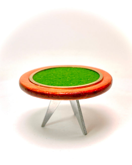 1:16 Dollhouse miniature card game table hard wood and green felt - Lundby scale