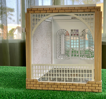 1:12 Dollhouse roombox Gazebo Diorama Art Box with moving pergolas roof cover - Various Models