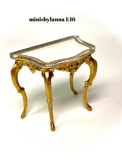 1:16 Dollhouse miniature Victorian console table with top mirror - Lundby scale
