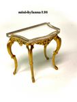 1:16 Dollhouse miniature Victorian console table decorated golden top mirror - Lundby scale