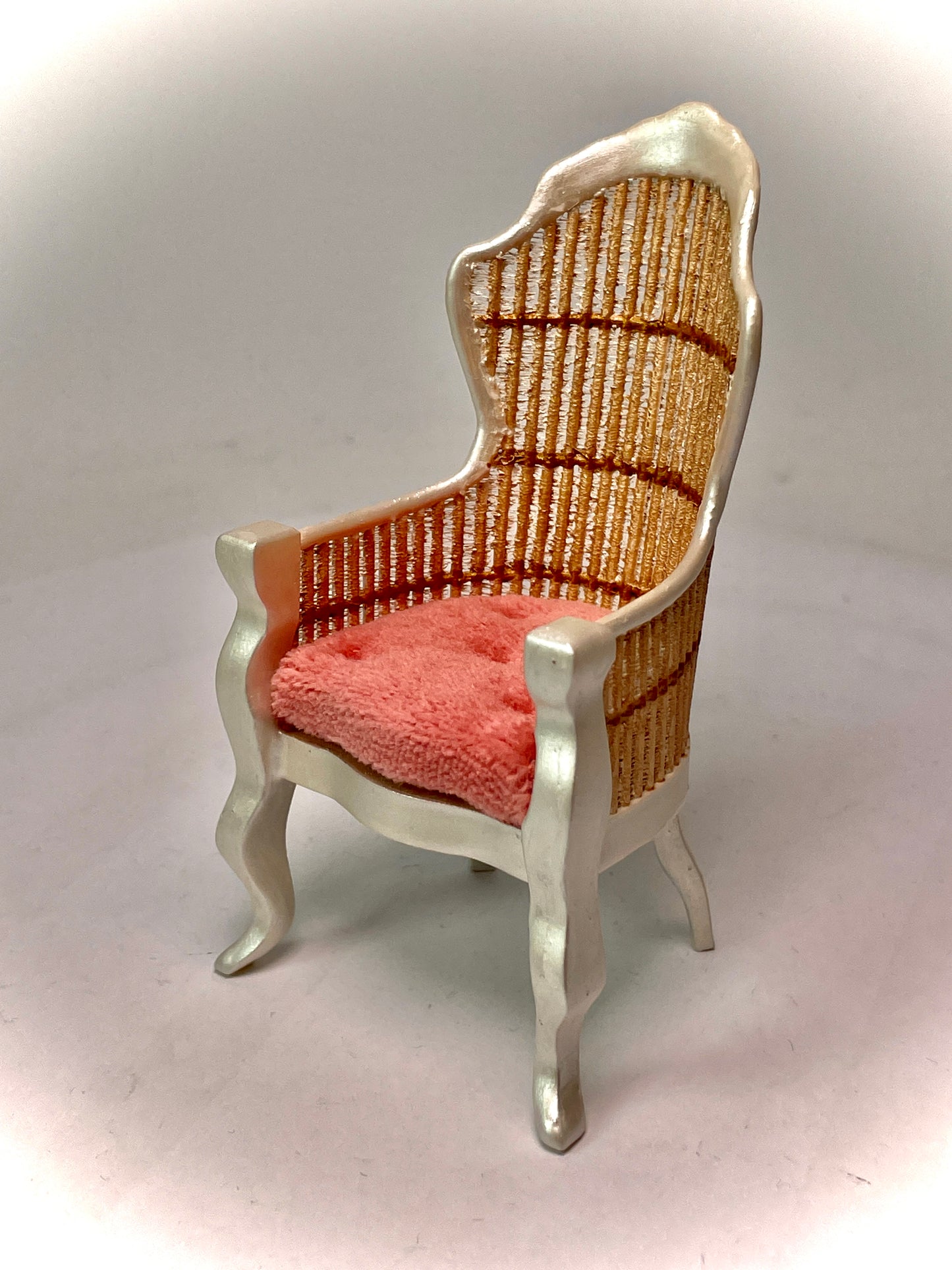 1:12 Dollhouse miniature Victorian Pearl rattan chair - various cushion colors