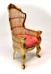 1:12 Dollhouse miniature Victorian golden rattan chair - various cushion colors