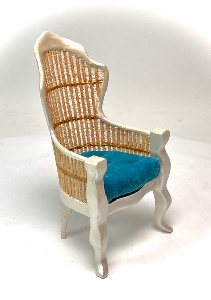 1:12 Dollhouse miniature Victorian Pearl rattan chair - various cushion colors