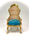 1:12 Dollhouse miniature Victorian golden rattan chair - various cushion colors