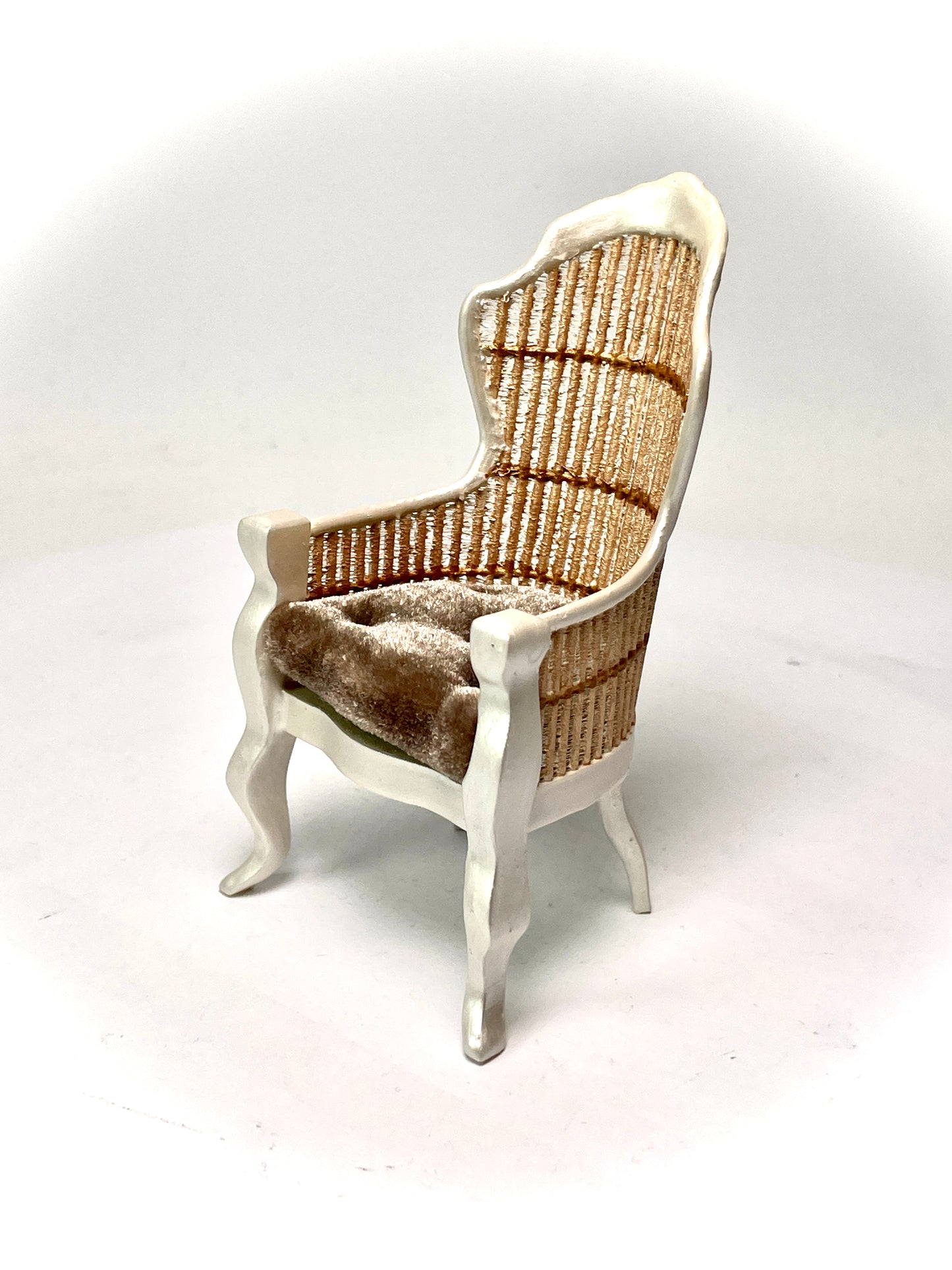 1:12 Dollhouse miniature Victorian Pearl rattan chair - various cushion colors
