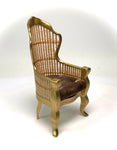 1:12 Dollhouse miniature Victorian golden rattan chair - various cushion colors