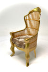 1:12 Dollhouse miniature Victorian golden rattan chair - various cushion colors