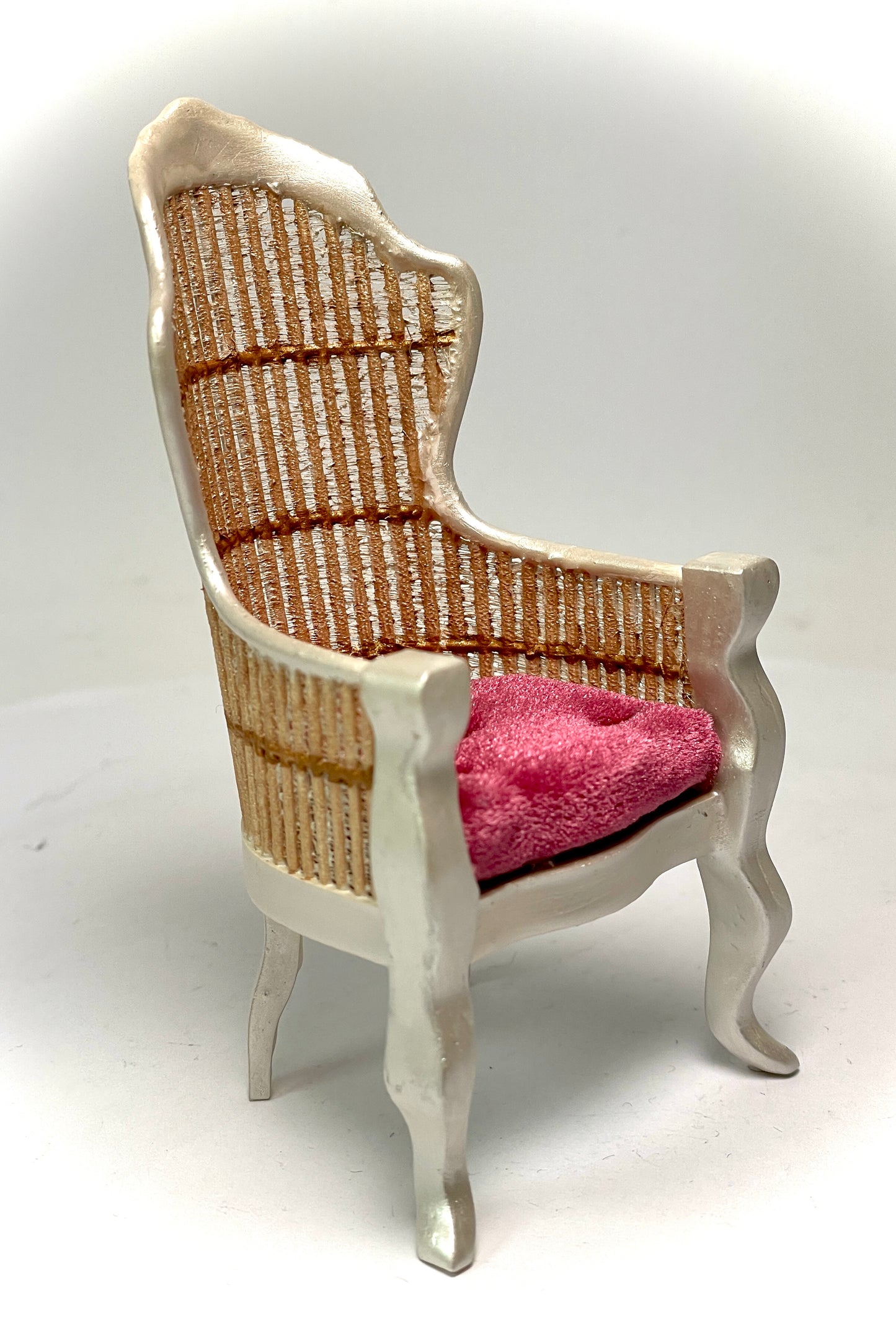 1:12 Dollhouse miniature Victorian Pearl rattan chair - various cushion colors