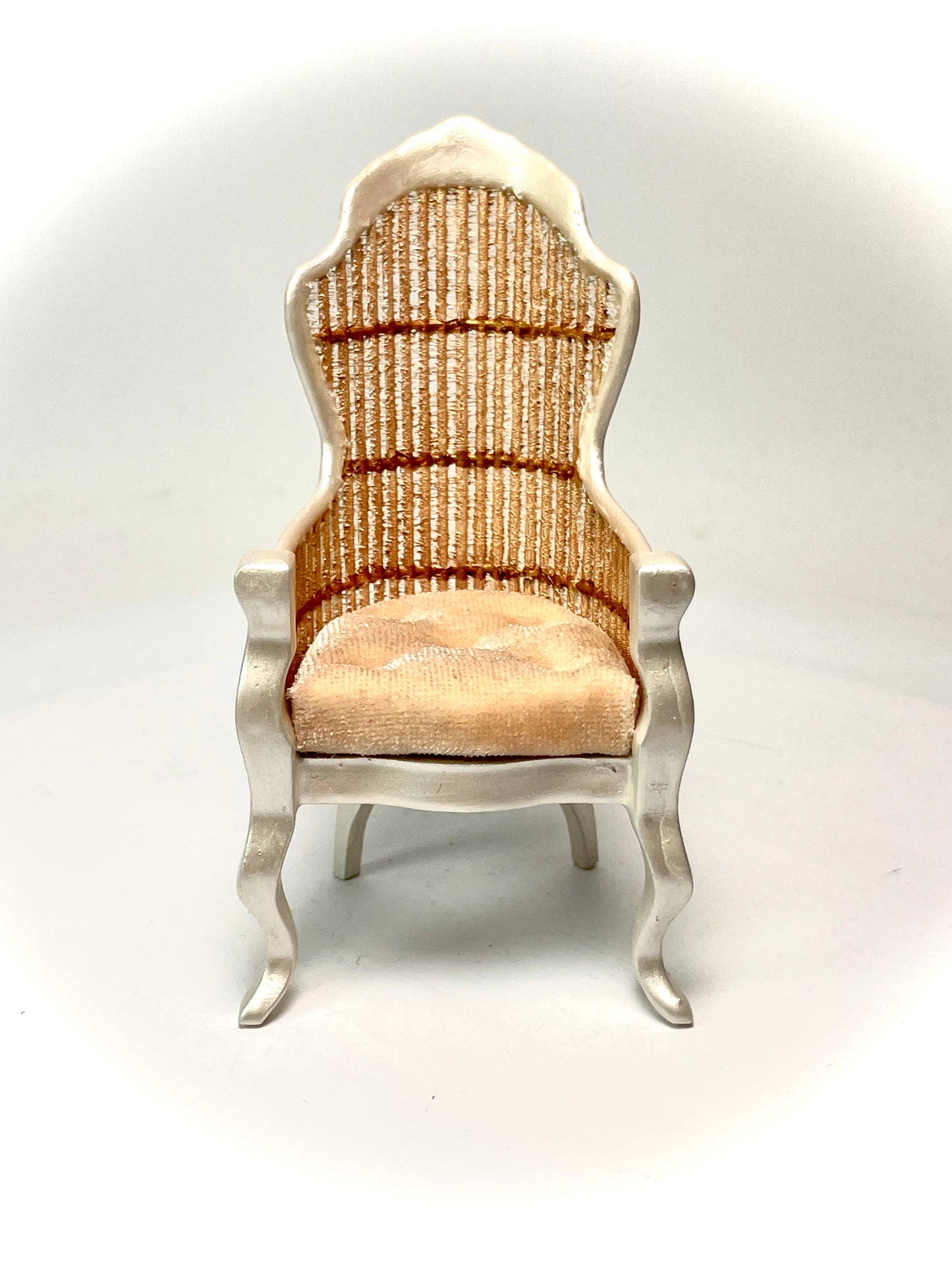 1:12 Dollhouse miniature Victorian Pearl rattan chair - various cushion colors