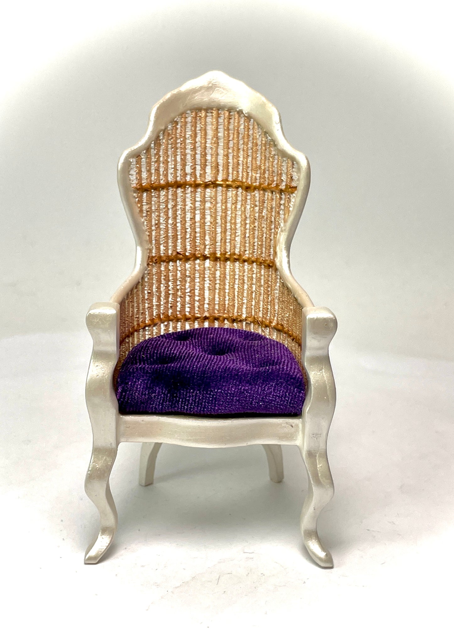 1:12 Dollhouse miniature Victorian Pearl rattan chair - various cushion colors