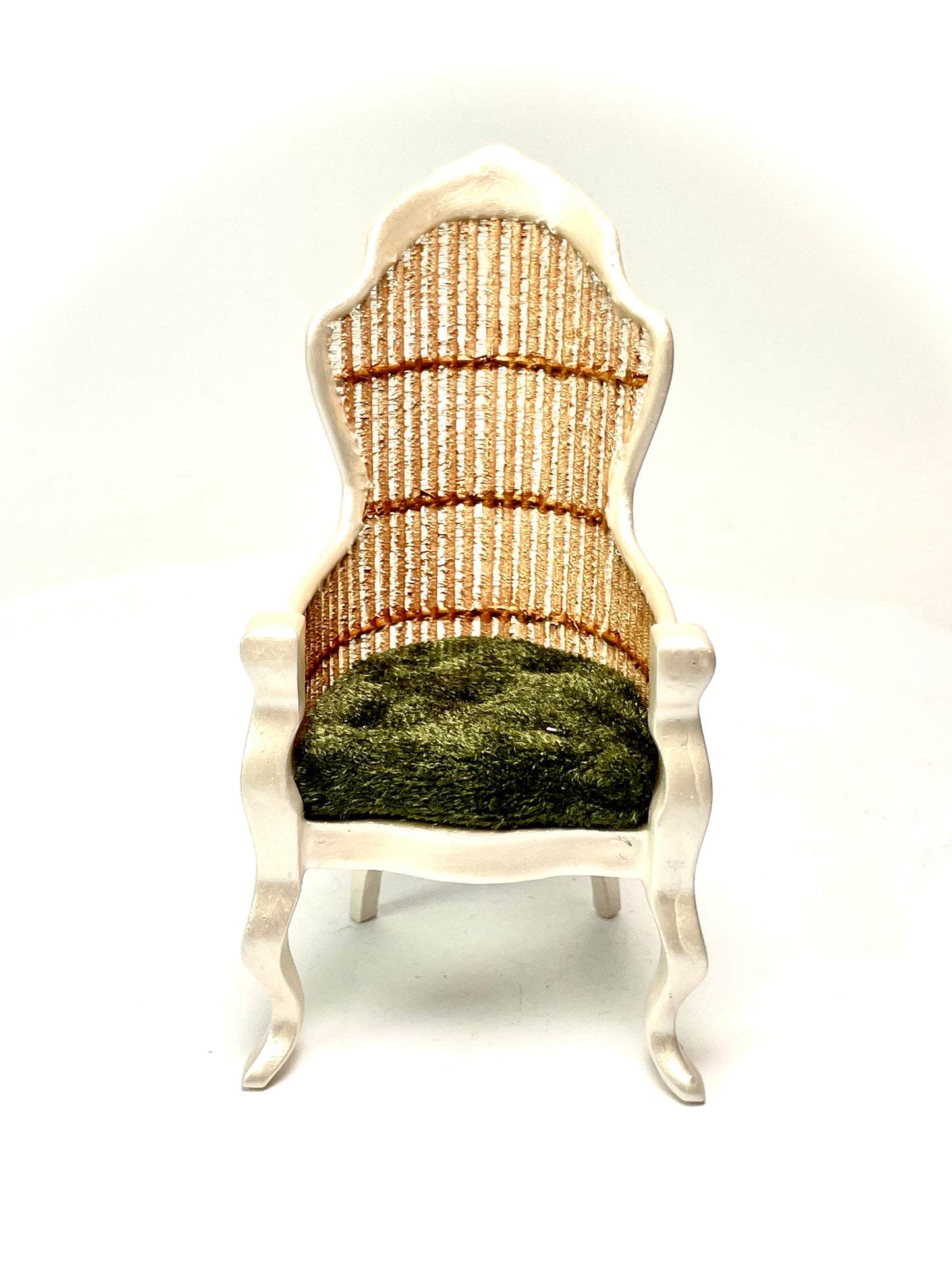1:12 Dollhouse miniature Victorian Pearl rattan chair - various cushion colors