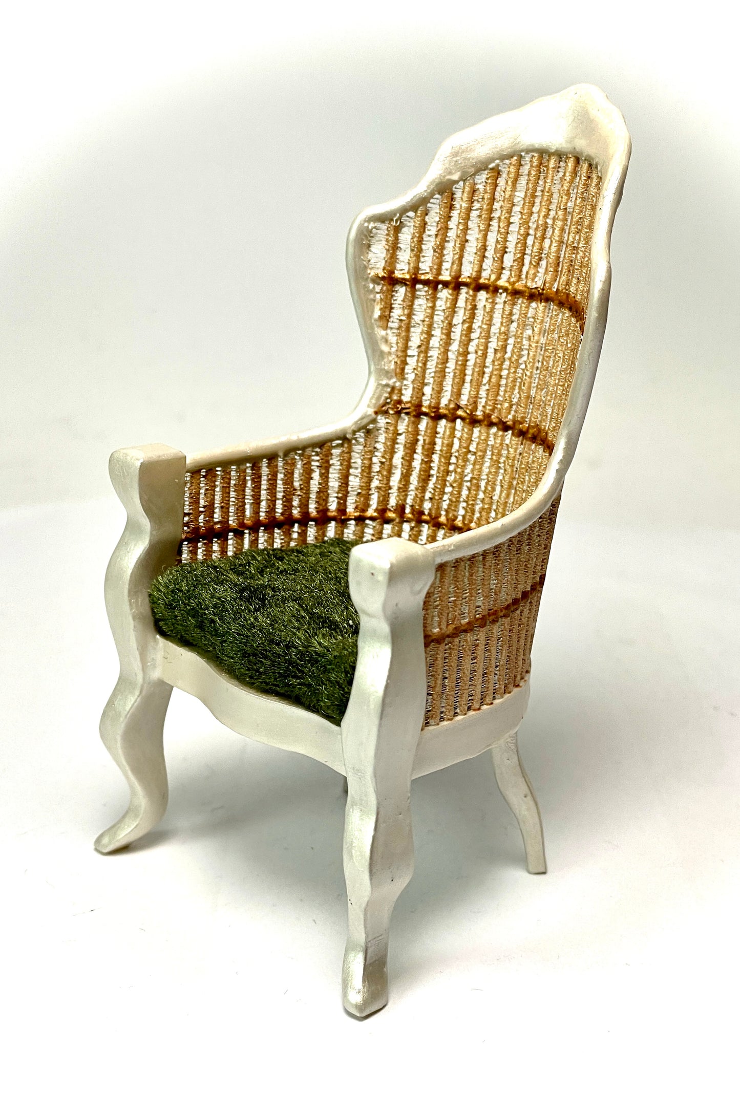 1:12 Dollhouse miniature Victorian Pearl rattan chair - various cushion colors