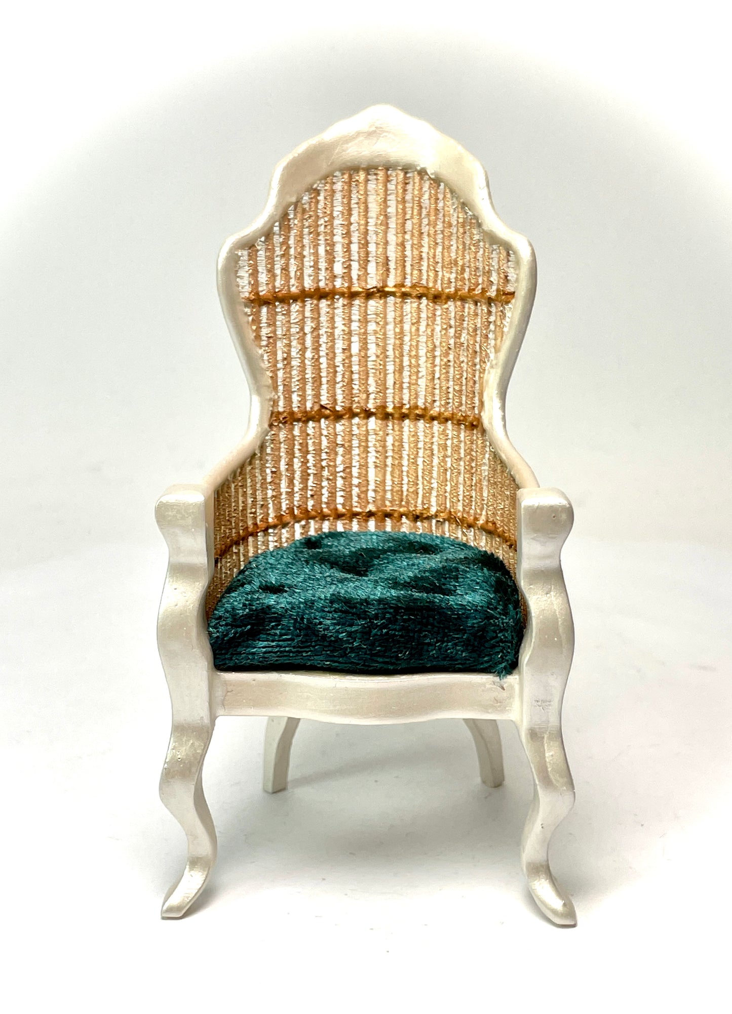 1:12 Dollhouse miniature Victorian Pearl rattan chair - various cushion colors