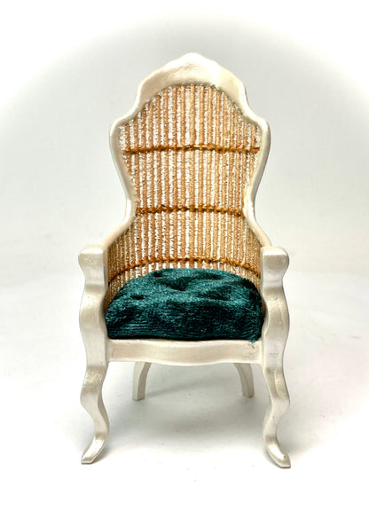 1:12 Dollhouse miniature Victorian Pearl rattan chair - various cushion colors