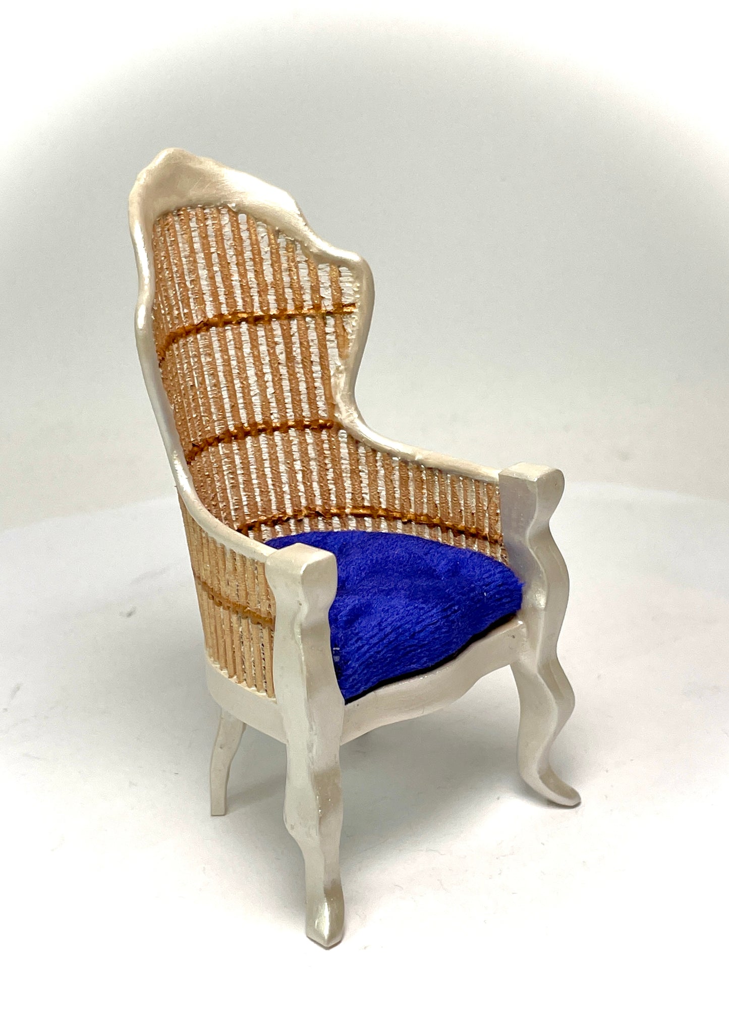 1:12 Dollhouse miniature Victorian Pearl rattan chair - various cushion colors