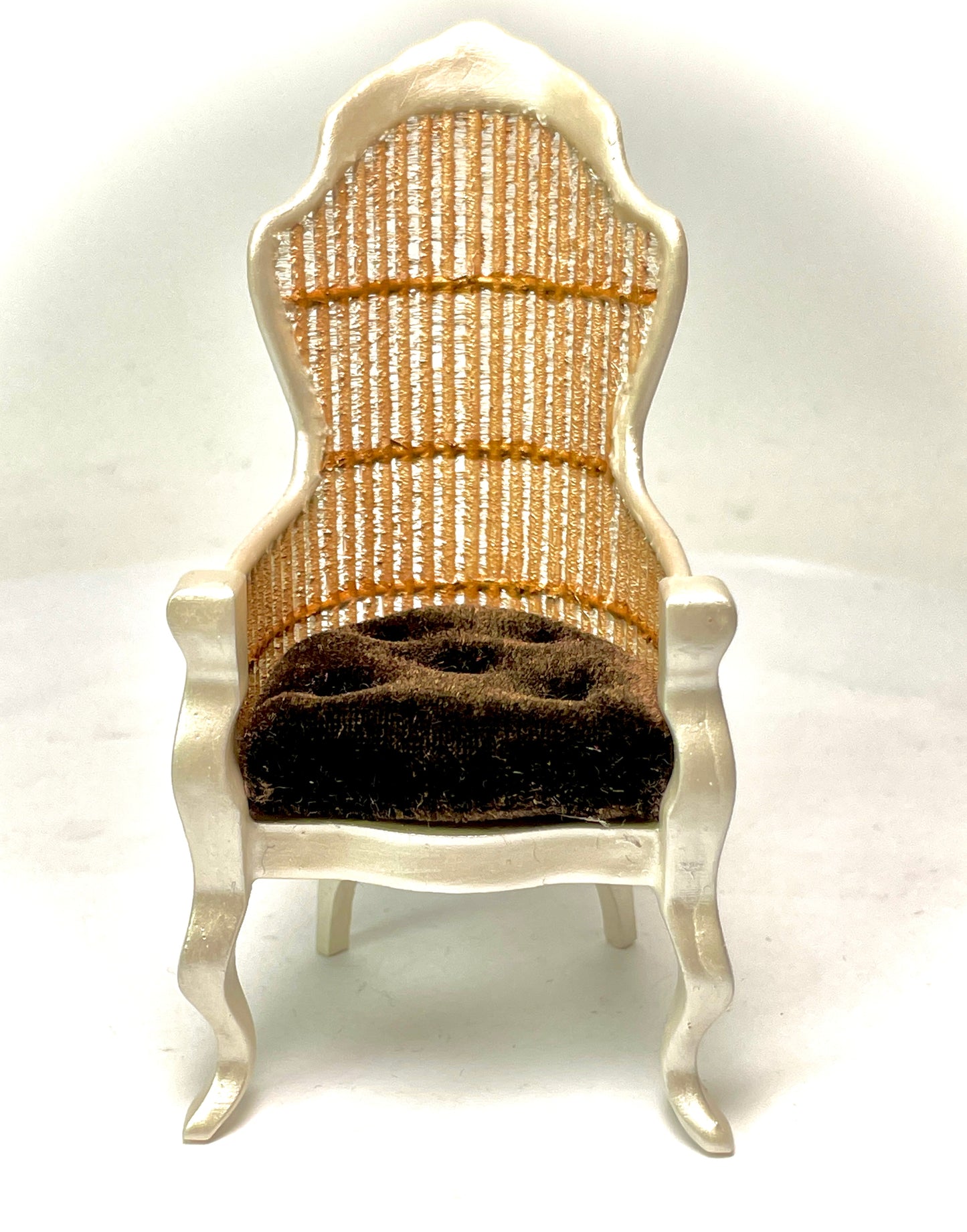 1:12 Dollhouse miniature Victorian Pearl rattan chair - various cushion colors
