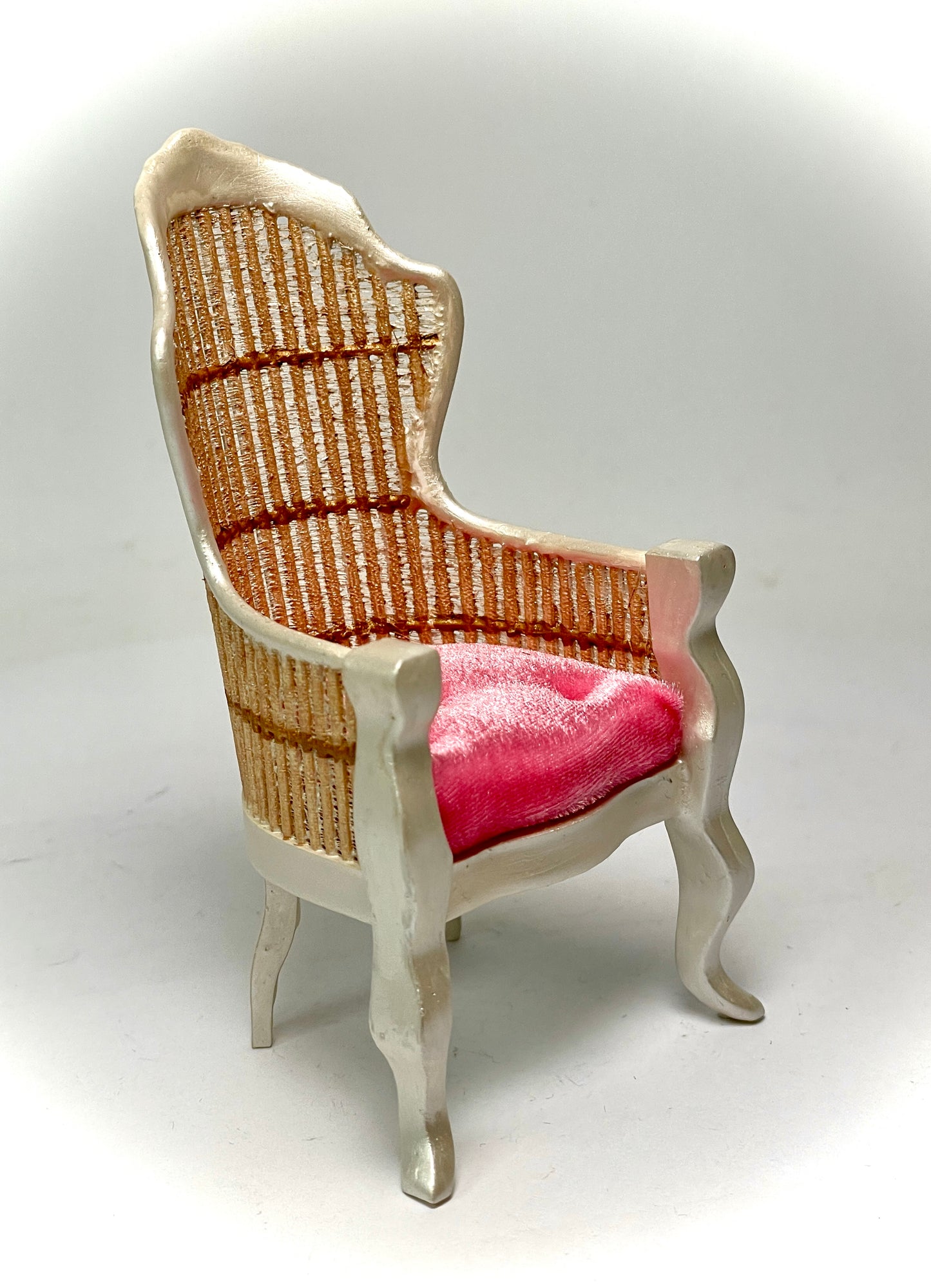 1:12 Dollhouse miniature Victorian Pearl rattan chair - various cushion colors