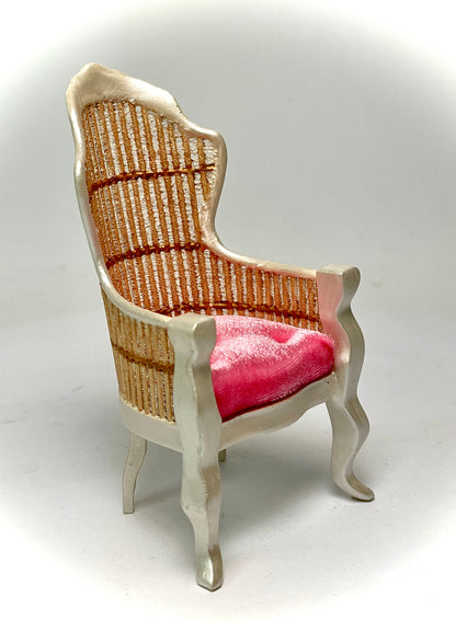 1:12 Dollhouse miniature Victorian Pearl rattan chair - various cushion colors