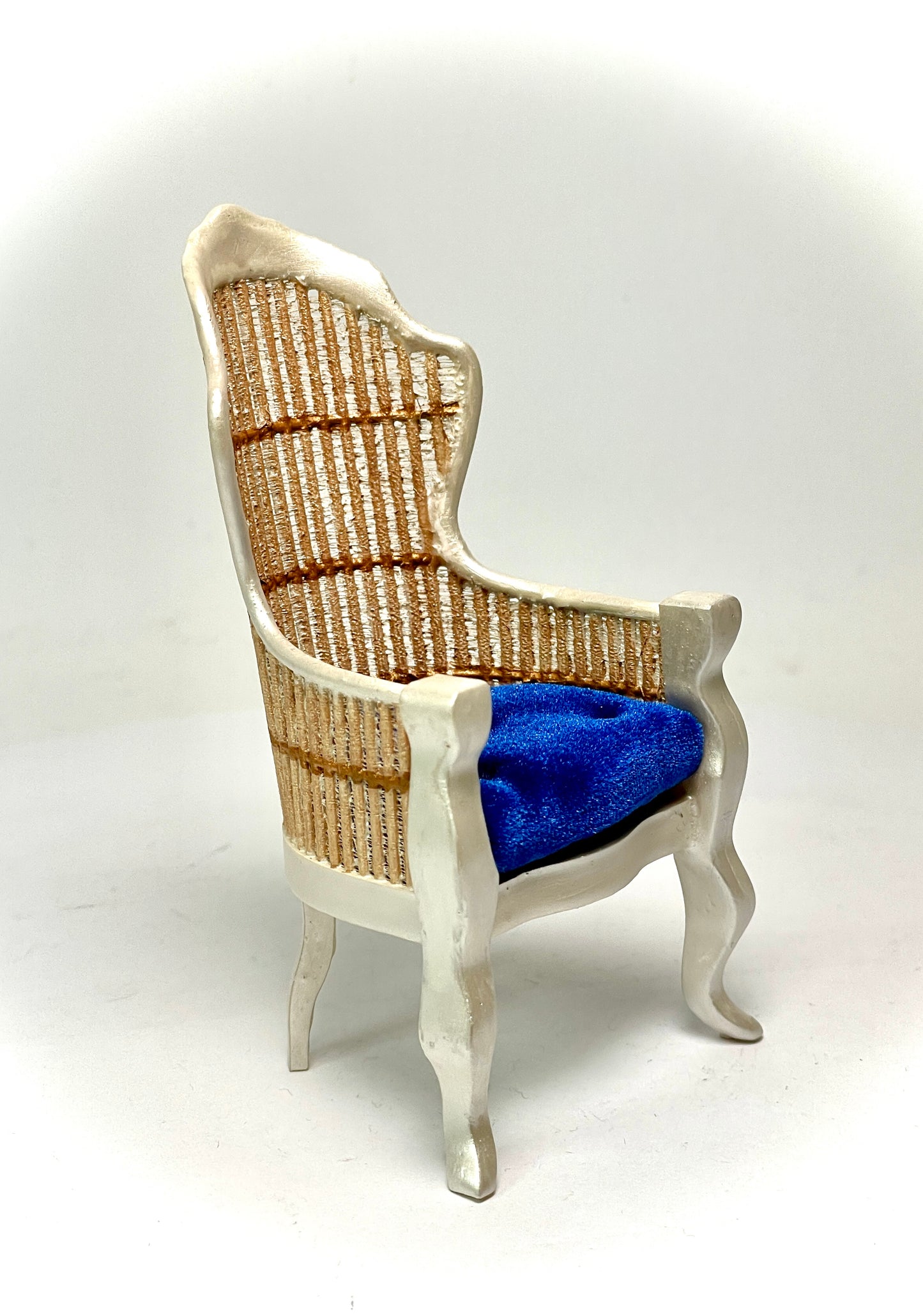 1:12 Dollhouse miniature Victorian Pearl rattan chair - various cushion colors
