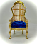 1:12 Dollhouse miniature Victorian golden rattan chair - various cushion colors