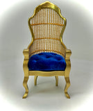 1:12 Dollhouse miniature Victorian golden rattan chair - various cushion colors