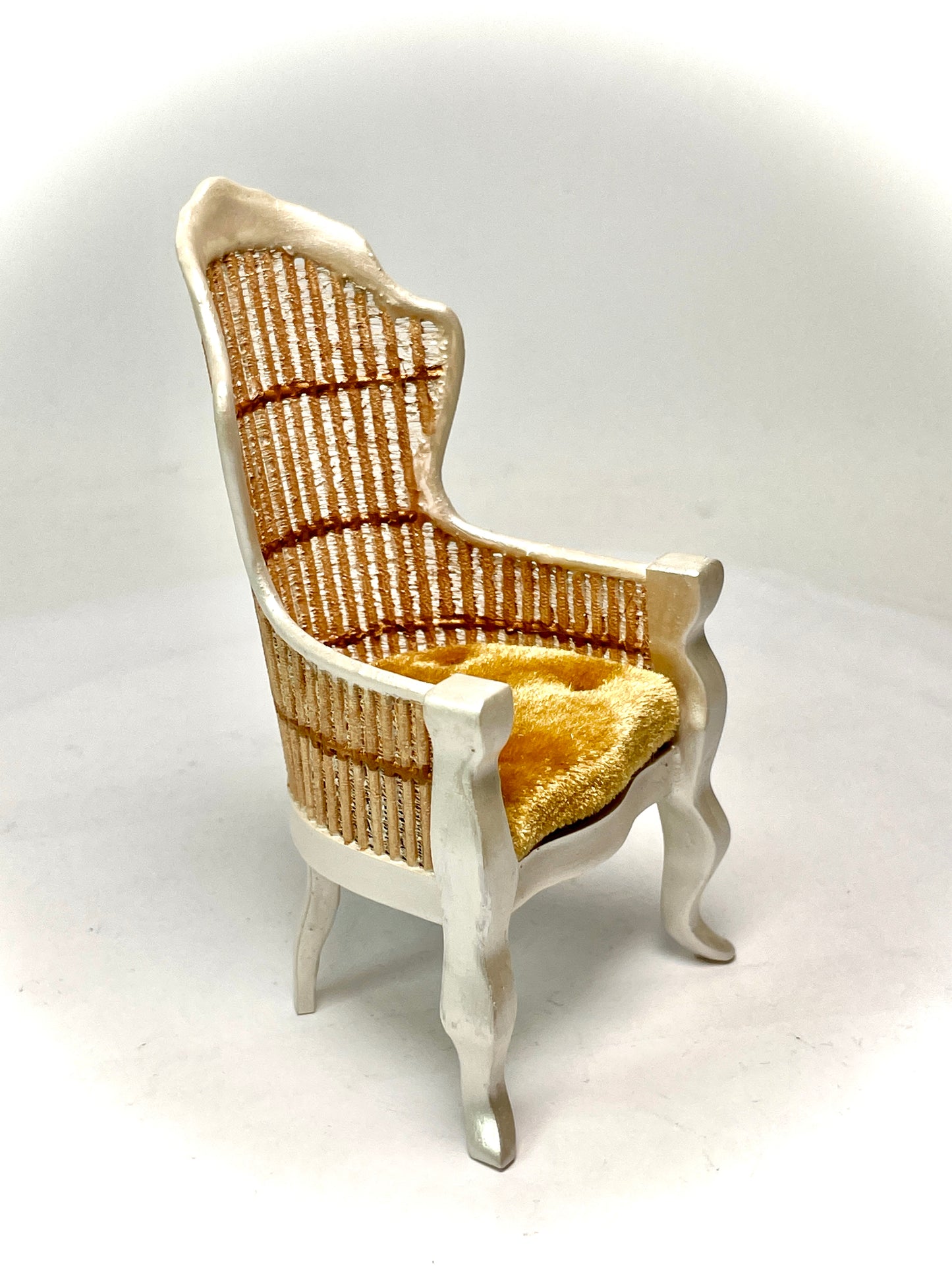 1:12 Dollhouse miniature Victorian Pearl rattan chair - various cushion colors
