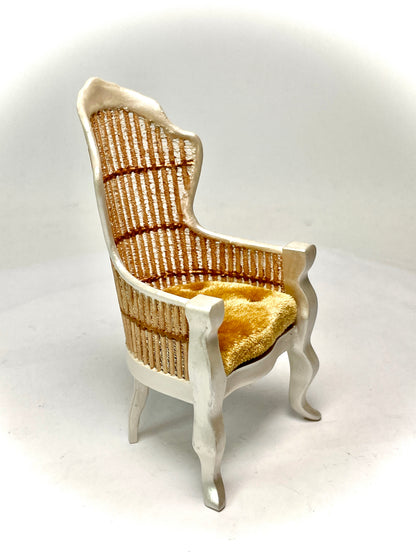 1:12 Dollhouse miniature Victorian Pearl rattan chair - various cushion colors