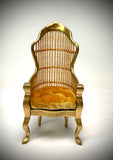 1:12 Dollhouse miniature Victorian golden rattan chair - various cushion colors