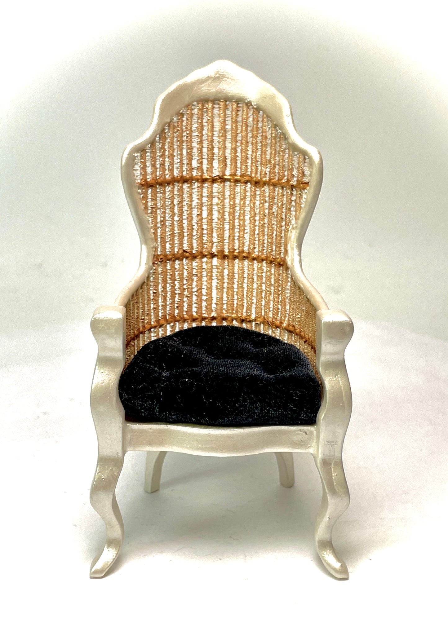 1:12 Dollhouse miniature Victorian Pearl rattan chair - various cushion colors