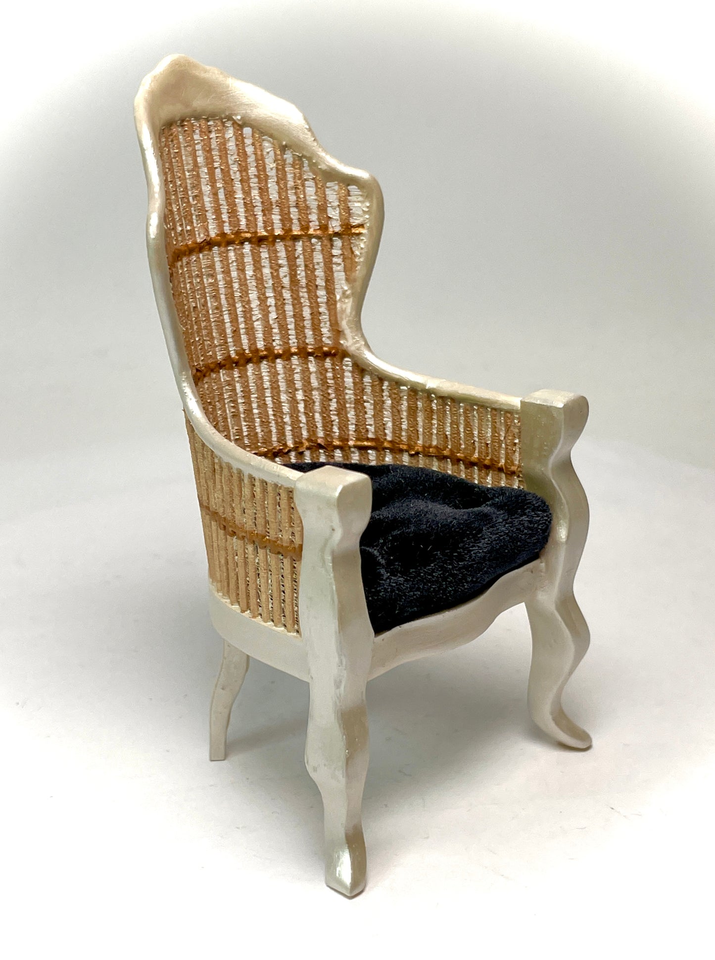 1:12 Dollhouse miniature Victorian Pearl rattan chair - various cushion colors