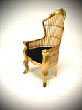 1:12 Dollhouse miniature Victorian golden rattan chair - various cushion colors